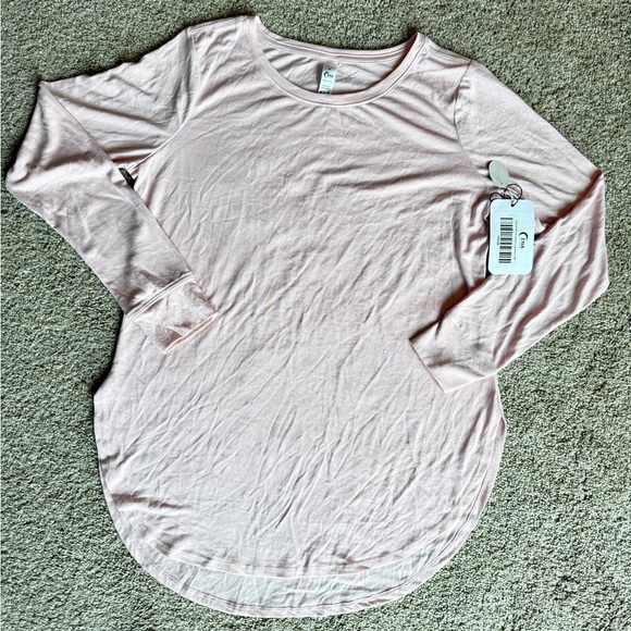 Zyia Active Tops - Zyia Pink Perfect Slit Scoop Long Sleeve T